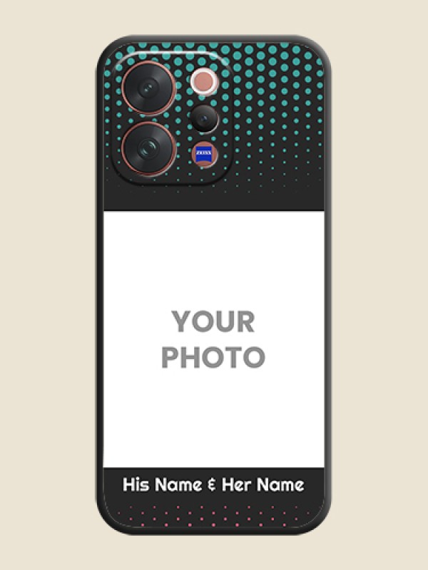 Custom Faded Dots with Grunge Photo Frame and Text On Space Black Custom Soft Matte Mobile Back Cover - Vivo V70 5G - alternate view
