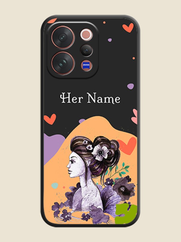 Custom Namecase For Her With Fancy Lady Image On Space Black Custom Soft Matte Mobile Back Cover - Vivo V70 5G - alternate view