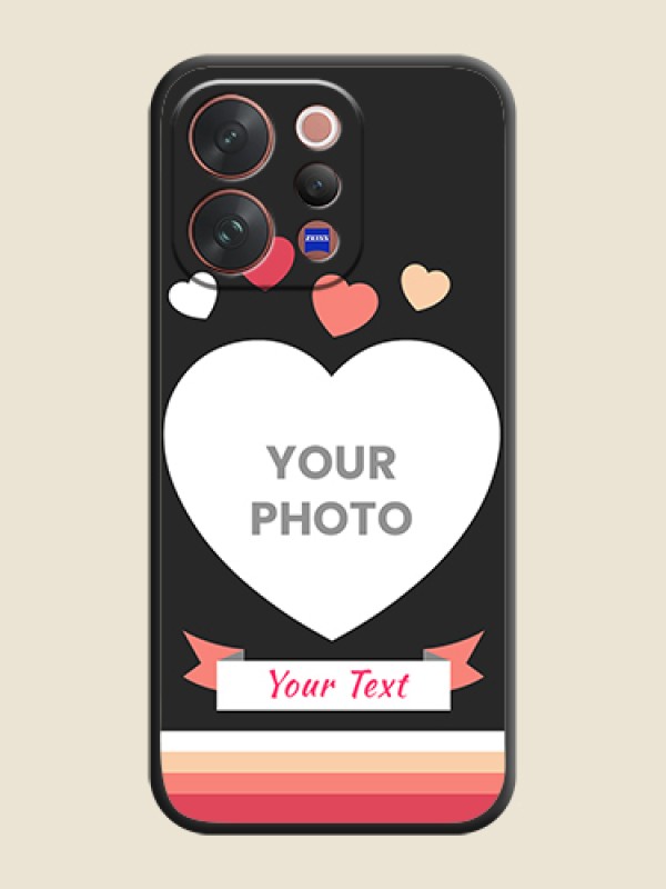 Custom Love Shaped Photo with Colorful Stripes On Space Black Custom Soft Matte Mobile Back Cover - Vivo V70 Elite 5G - alternate view