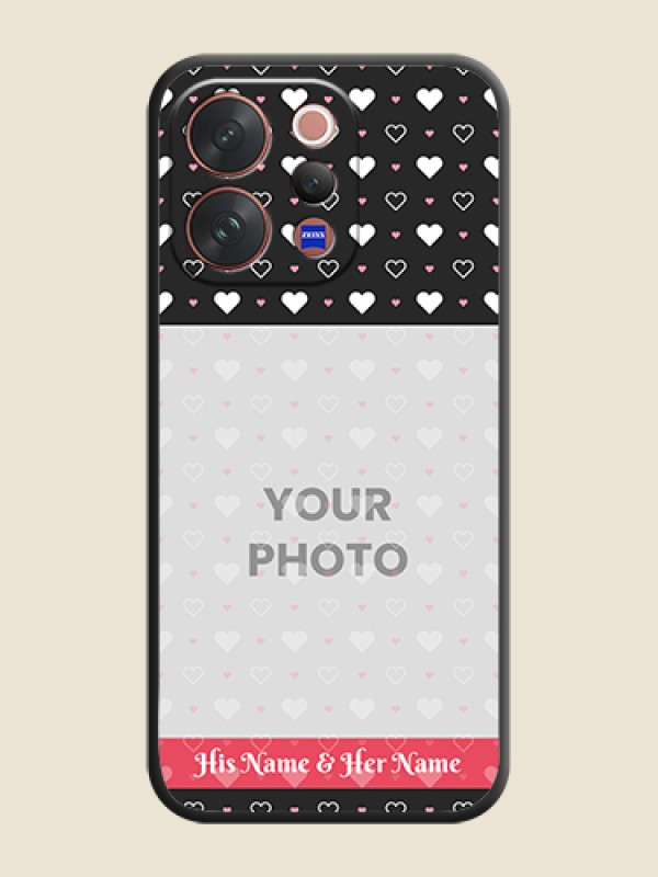 Custom White Color Love Symbols with Text Design on Photo On Space Black Custom Soft Matte Mobile Back Cover - Vivo V70 Elite 5G - alternate view