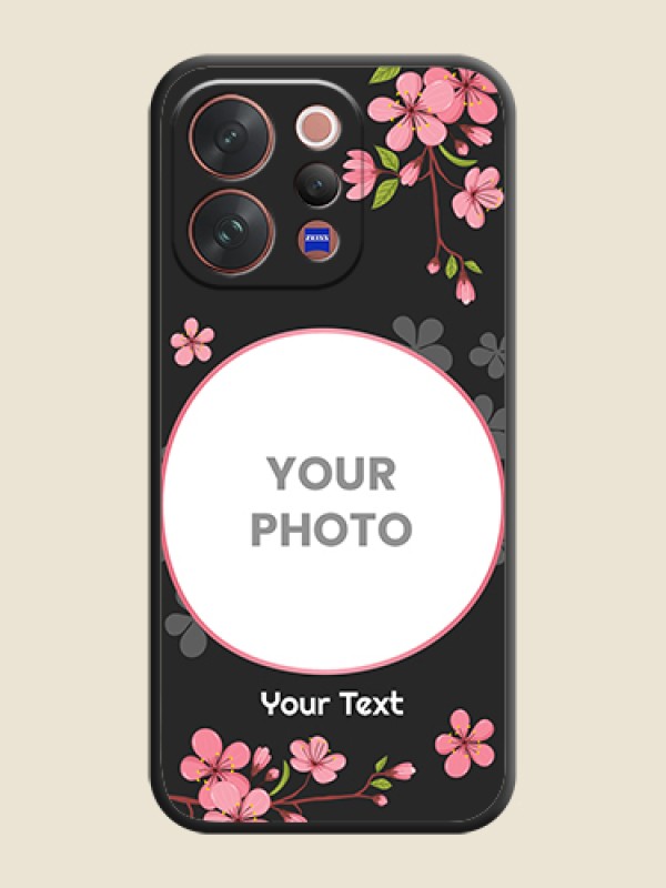 Custom Round Image with Pink Color Floral Design on Photo On Space Black Custom Soft Matte Mobile Back Cover - Vivo V70 Elite 5G - alternate view