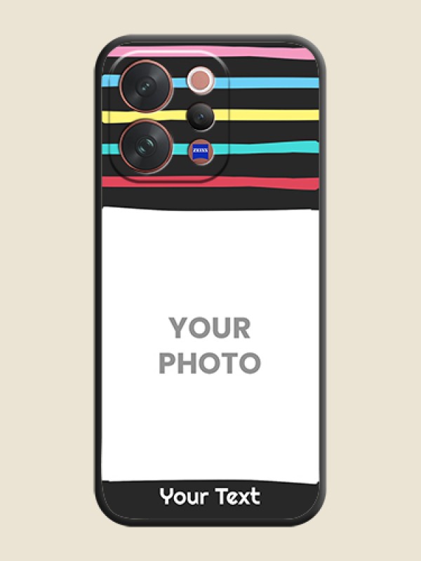 Custom Multicolor Lines with Image On Space Black Custom Soft Matte Mobile Back Cover - Vivo V70 Elite 5G - alternate view