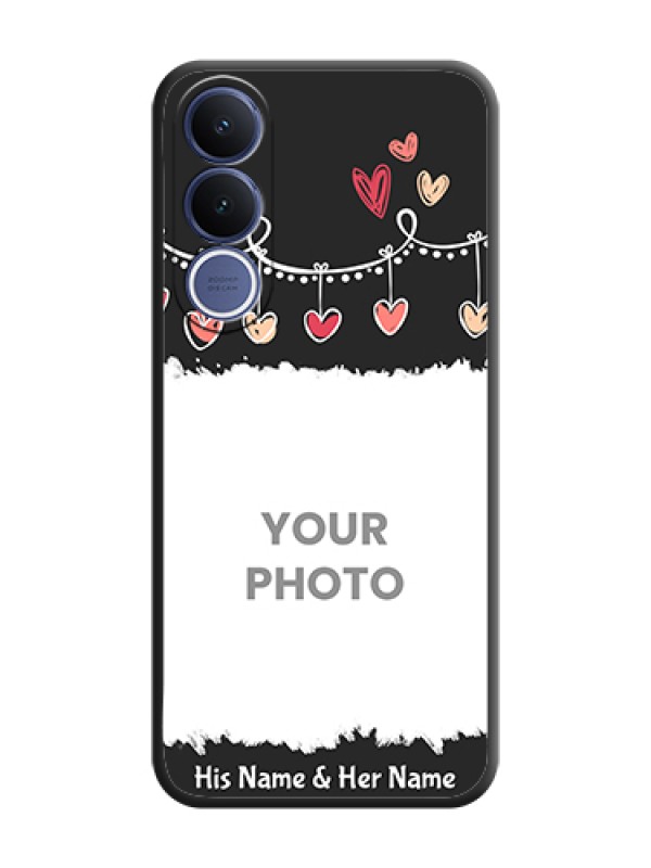 Custom Pink Love Hangings with Name On Space Black Custom Soft Matte Mobile Back Cover - Vivo V70 Fe 5G - alternate view