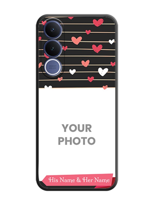 Custom Love Pattern with Name on Pink Ribbon on Photo On Space Black Custom Soft Matte Mobile Back Cover - Vivo V70 Fe 5G - alternate view