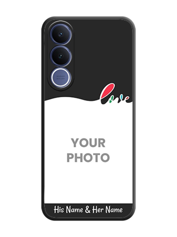 Custom Fall in Love Pattern with Picture on Photo On Space Black Custom Soft Matte Mobile Back Cover - Vivo V70 Fe 5G - alternate view