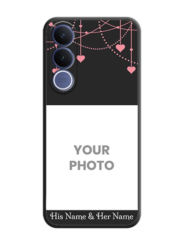 Custom Pink Love Hangings with Text On Space Black Custom Soft Matte Mobile Back Cover - Vivo V70 Fe 5G - alternate view