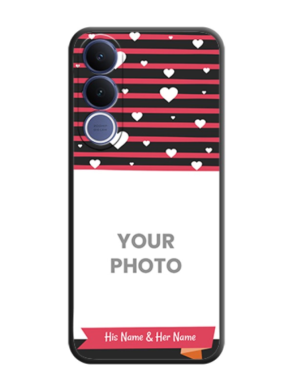 Custom White Color Love Symbols with Pink Lines Pattern On Space Black Custom Soft Matte Mobile Back Cover - Vivo V70 Fe 5G - alternate view