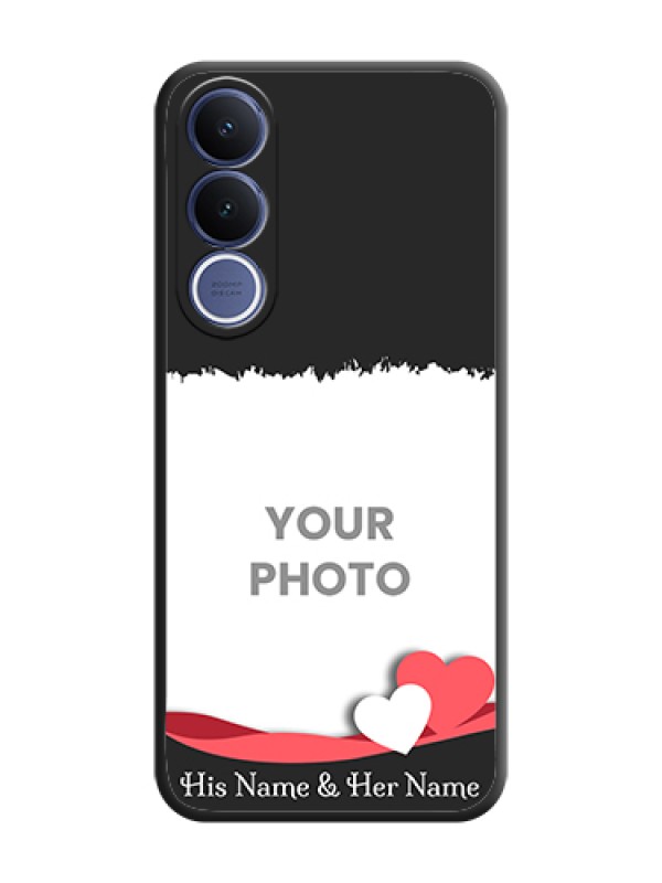 Custom Pin Color Love Shaped Ribbon Design with Text On Space Black Custom Soft Matte Mobile Back Cover - Vivo V70 Fe 5G - alternate view