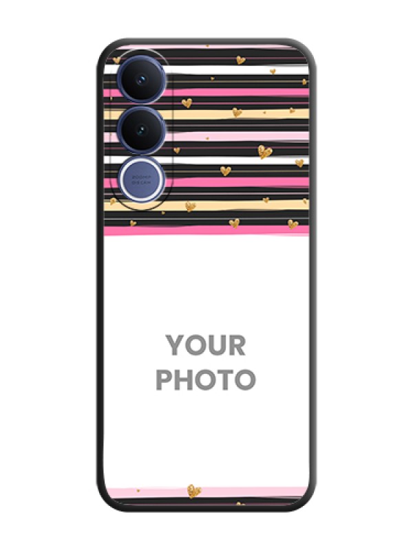 Custom Multicolor Lines and Golden Love Symbols Design on Photo On Space Black Custom Soft Matte Mobile Back Cover - Vivo V70 Fe 5G - alternate view