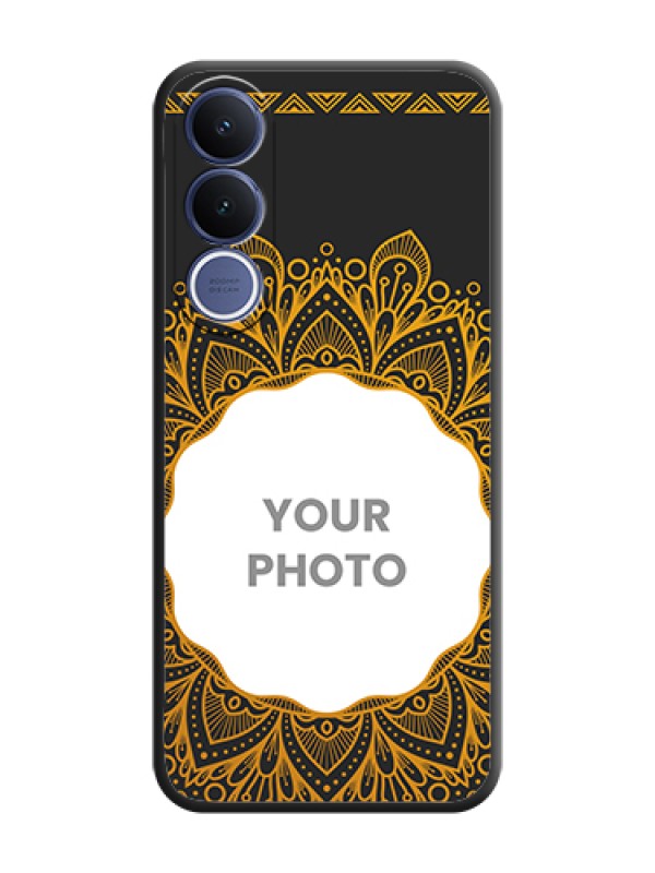 Custom Round Image with Floral Design On Space Black Custom Soft Matte Mobile Back Cover - Vivo V70 Fe 5G - alternate view