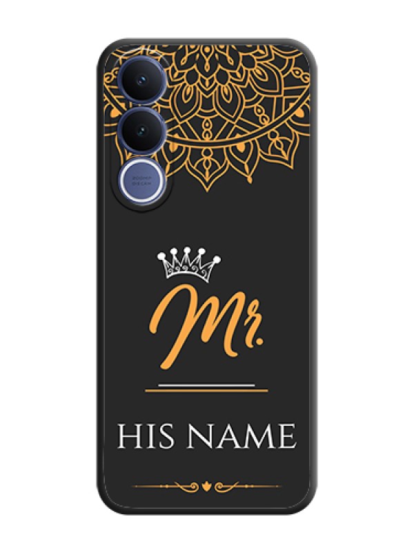 Custom Mr Name with Floral Design On Space Black Custom Soft Matte Mobile Back Cover - Vivo V70 Fe 5G - alternate view