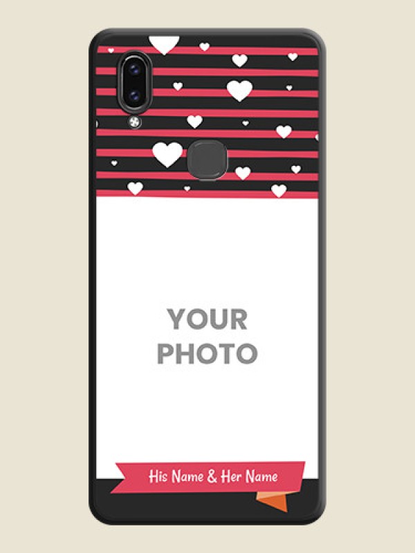 Custom White Color Love Symbols with Pink Lines Pattern on Space Black Custom Soft Matte Phone Cases - Vivo V9 Pro - alternate view