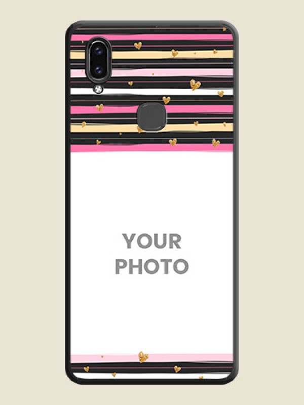 Custom Multicolor Lines and Golden Love Symbols Design on Photo on Space Black Soft Matte Mobile Cover - Vivo V9 Pro - alternate view