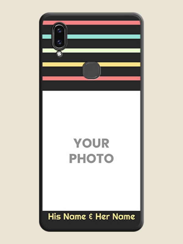 Custom Color Stripes with Photo and Text on Photo on Space Black Soft Matte Mobile Case - Vivo V9 Pro - alternate view