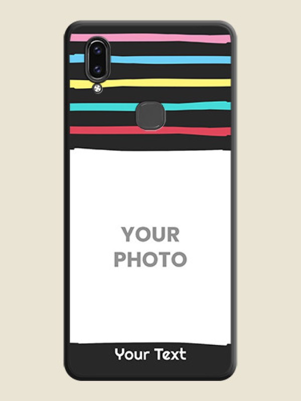 Custom Multicolor Lines with Image on Space Black Personalized Soft Matte Phone Covers - Vivo V9 - alternate view