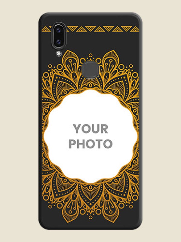 Custom Round Image with Floral Design on Photo on Space Black Soft Matte Mobile Cover - Vivo V9 - alternate view