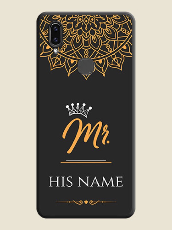 Custom Mr Name with Floral Design  on Personalised Space Black Soft Matte Cases - Vivo V9 - alternate view