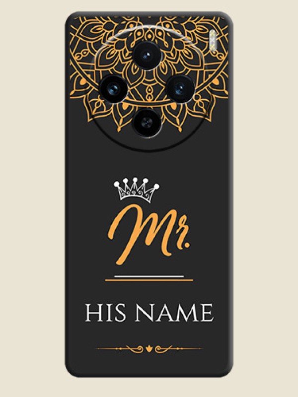Custom Mr Name with Floral Design on Personalised Space Black Soft Matte Cases - Vivo X100 5G - alternate view