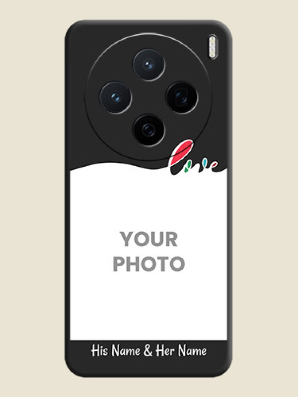 Custom Fall in Love Pattern with Picture on Photo On Space Black Custom Soft Matte Mobile Back Cover - Vivo X200 5G - alternate view