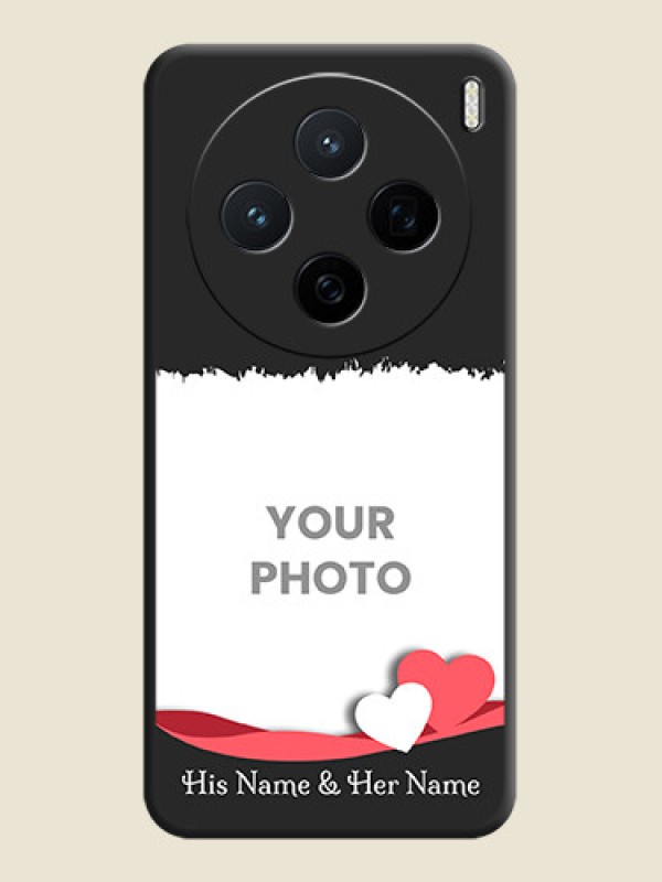 Custom Pin Color Love Shaped Ribbon Design with Text On Space Black Custom Soft Matte Mobile Back Cover - Vivo X200 5G - alternate view