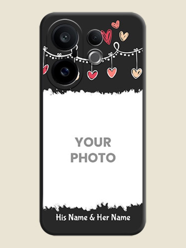 Custom Pink Love Hangings with Name On Space Black Custom Soft Matte Mobile Back Cover - Vivo X200 FE 5G - alternate view