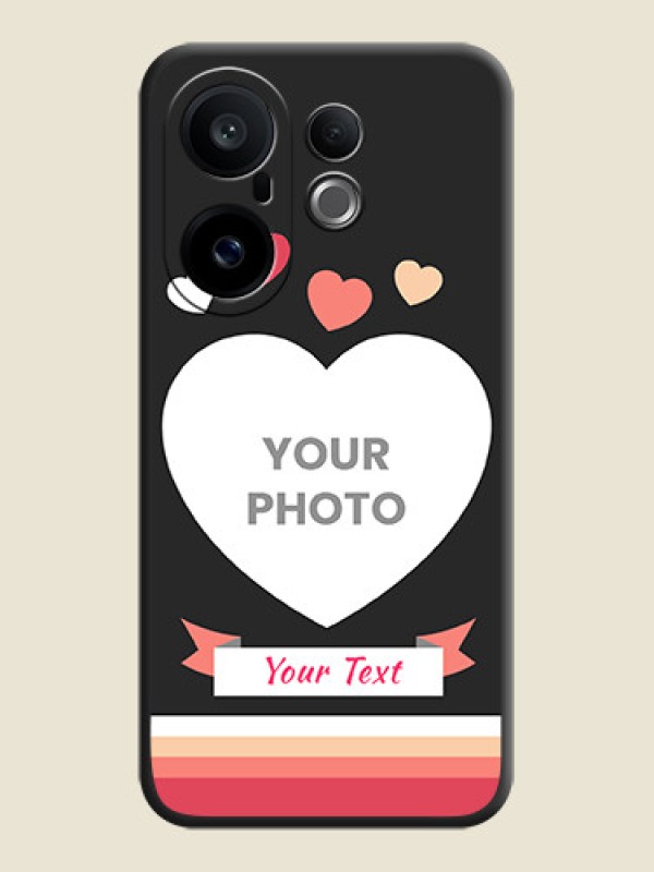 Custom Love Shaped Photo with Colorful Stripes On Space Black Custom Soft Matte Mobile Back Cover - Vivo X200 FE 5G - alternate view