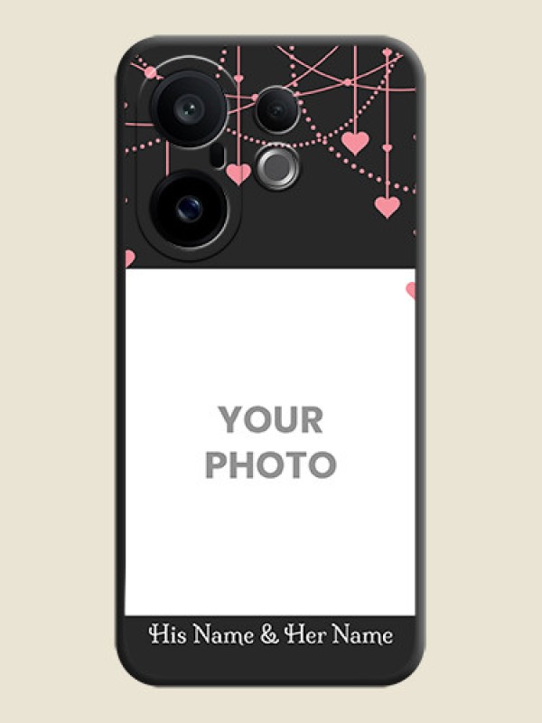 Custom Pink Love Hangings with Text On Space Black Custom Soft Matte Mobile Back Cover - Vivo X200 FE 5G - alternate view