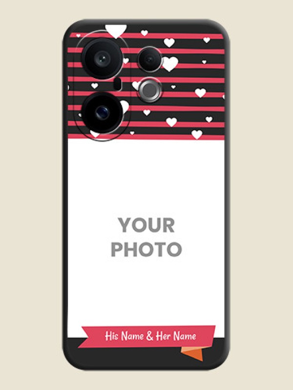 Custom White Color Love Symbols with Pink Lines Pattern On Space Black Custom Soft Matte Mobile Back Cover - Vivo X200 FE 5G - alternate view