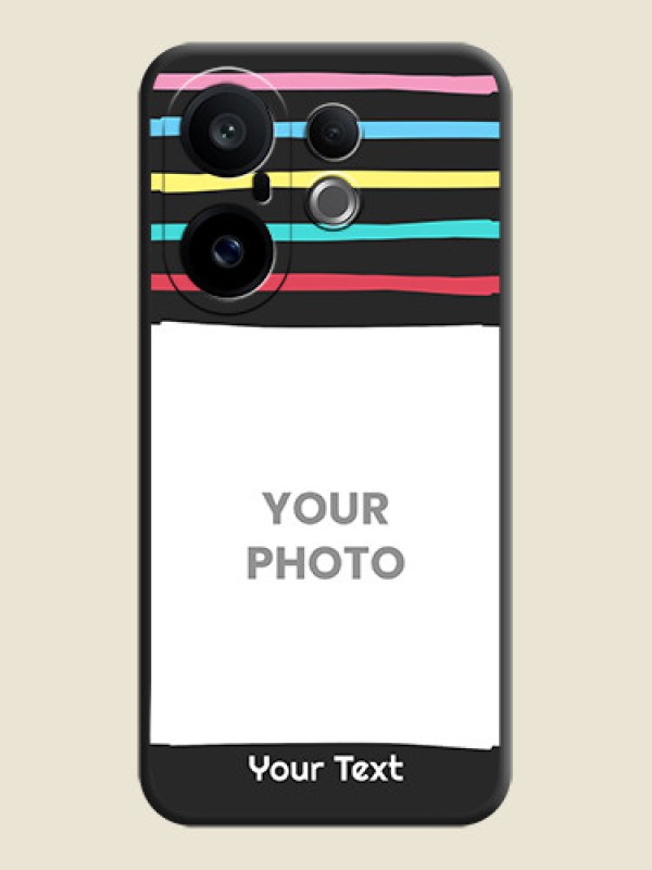 Custom Multicolor Lines with Image On Space Black Custom Soft Matte Mobile Back Cover - Vivo X200 FE 5G - alternate view