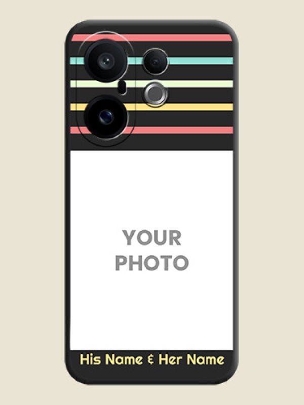 Custom Color Stripes with Photo and Text on Photo On Space Black Custom Soft Matte Mobile Back Cover - Vivo X200 FE 5G - alternate view