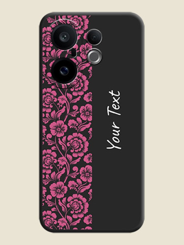 Custom Pink Floral Pattern Design With Custom Text On Space Black Custom Soft Matte Mobile Back Cover - Vivo X200 FE 5G - alternate view