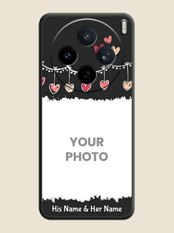 Custom Pink Love Hangings with Name On Space Black Custom Soft Matte Mobile Back Cover - Vivo X200T 5G - alternate view