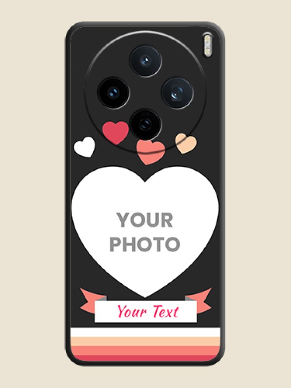 Custom Love Shaped Photo with Colorful Stripes On Space Black Custom Soft Matte Mobile Back Cover - Vivo X200T 5G - alternate view