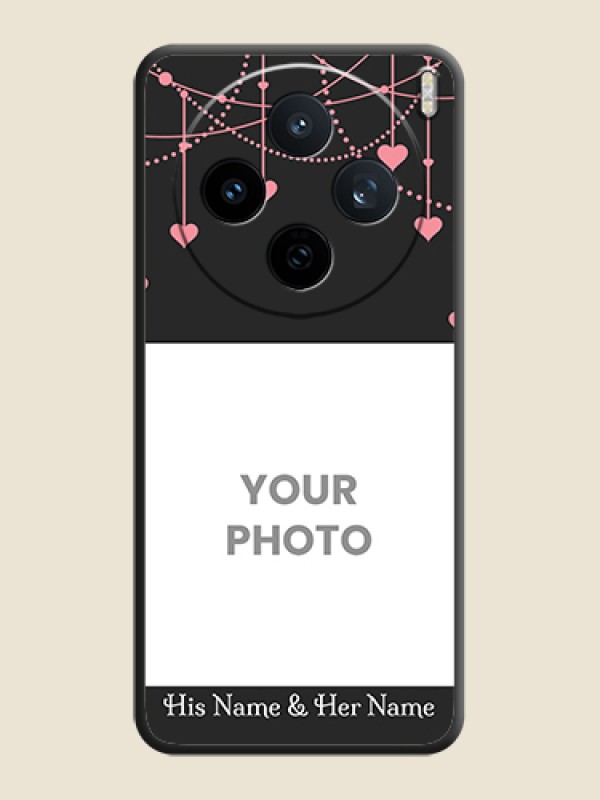 Custom Pink Love Hangings with Text On Space Black Custom Soft Matte Mobile Back Cover - Vivo X200T 5G - alternate view