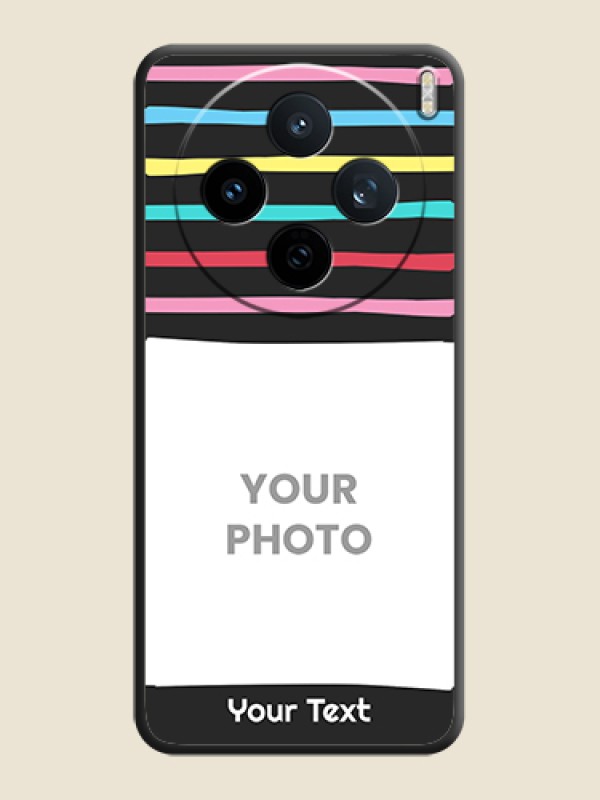 Custom Multicolor Lines with Image On Space Black Custom Soft Matte Mobile Back Cover - Vivo X200T 5G - alternate view