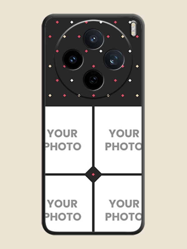 Custom Multicolor Dotted Pattern with 4 Image Holder On Space Black Custom Soft Matte Mobile Back Cover - Vivo X200T 5G - alternate view