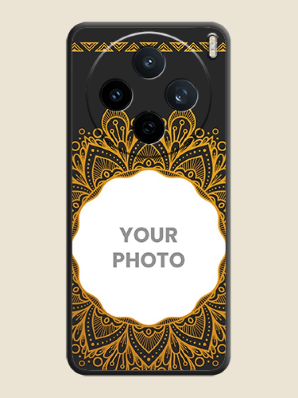 Custom Round Image with Floral Design On Space Black Custom Soft Matte Mobile Back Cover - Vivo X200T 5G - alternate view