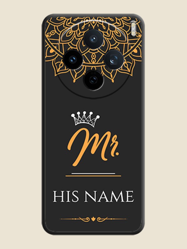 Custom Mr Name with Floral Design On Space Black Custom Soft Matte Mobile Back Cover - Vivo X200T 5G - alternate view