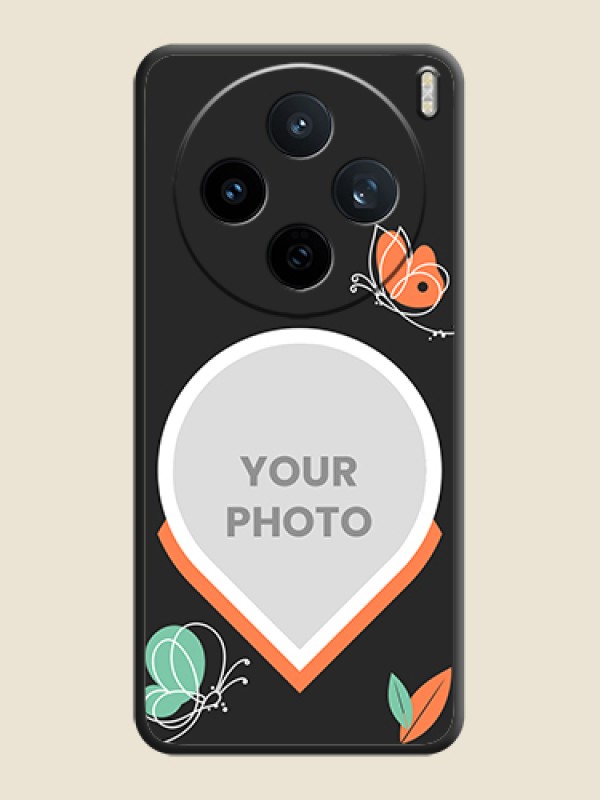 Custom Upload Pic With Simple Butterly Design On Space Black Custom Soft Matte Mobile Back Cover - Vivo X200T 5G - alternate view