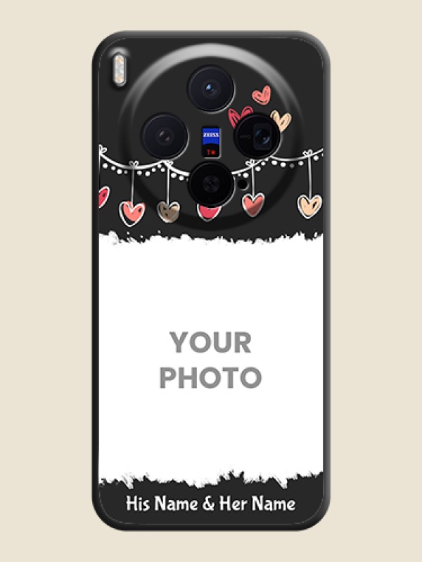 Custom Pink Love Hangings with Name On Space Black Custom Soft Matte Mobile Back Cover - Vivo X300 5G - alternate view