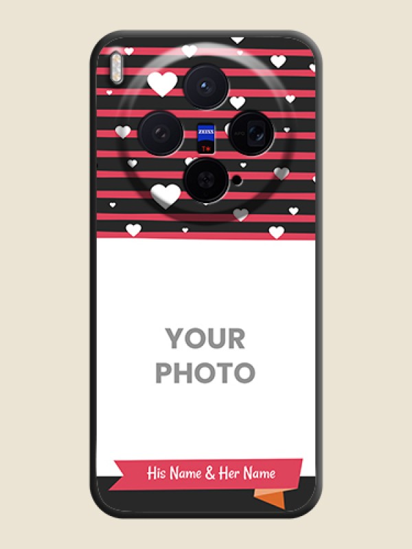 Custom White Color Love Symbols with Pink Lines Pattern On Space Black Custom Soft Matte Mobile Back Cover - Vivo X300 5G - alternate view