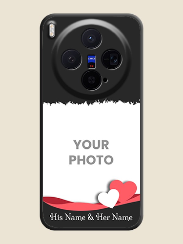 Custom Pin Color Love Shaped Ribbon Design with Text On Space Black Custom Soft Matte Mobile Back Cover - Vivo X300 5G - alternate view