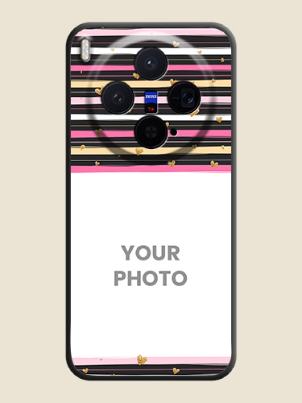 Custom Multicolor Lines and Golden Love Symbols Design on Photo On Space Black Custom Soft Matte Mobile Back Cover - Vivo X300 5G - alternate view