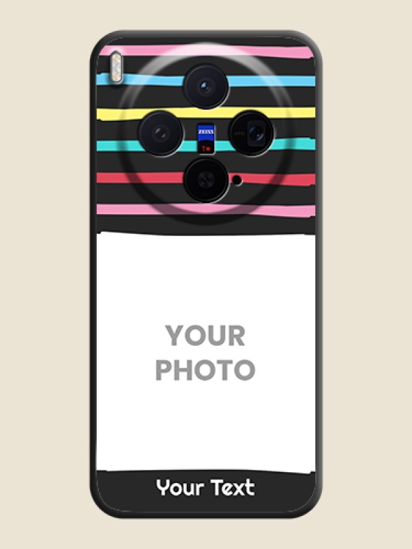 Custom Multicolor Lines with Image On Space Black Custom Soft Matte Mobile Back Cover - Vivo X300 5G - alternate view