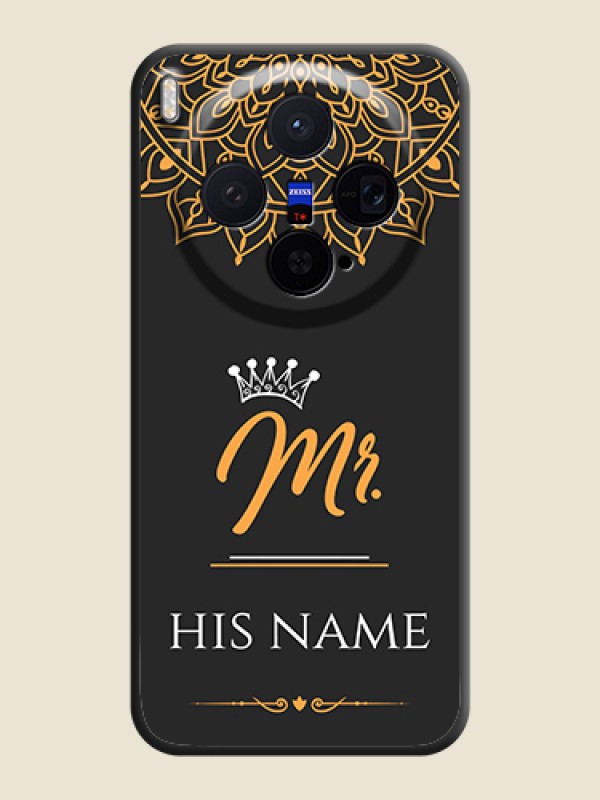Custom Mr Name with Floral Design On Space Black Custom Soft Matte Mobile Back Cover - Vivo X300 5G - alternate view