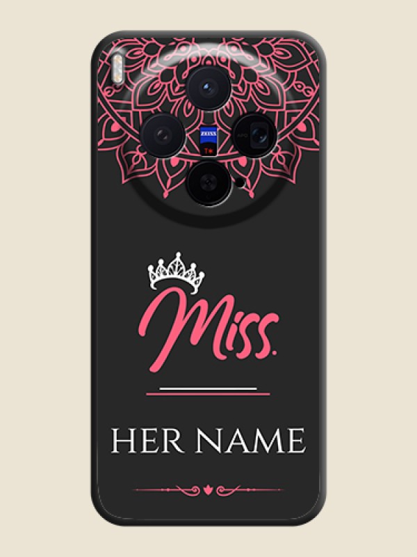 Custom Mrs Name with Floral Design On Space Black Custom Soft Matte Mobile Back Cover - Vivo X300 5G - alternate view
