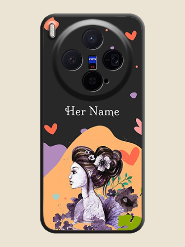 Custom Namecase For Her With Fancy Lady Image On Space Black Custom Soft Matte Mobile Back Cover - Vivo X300 5G - alternate view