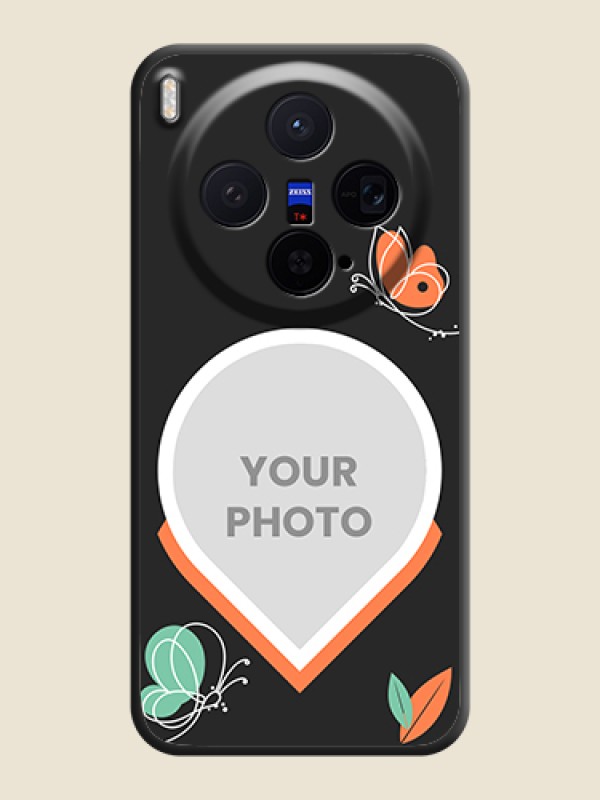 Custom Upload Pic With Simple Butterly Design On Space Black Custom Soft Matte Mobile Back Cover - Vivo X300 5G - alternate view