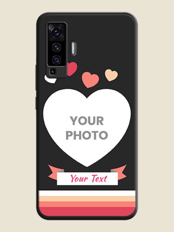 Custom Love Shaped Photo with Colorful Stripes on Personalised Space Black Soft Matte Cases - Vivo X50  - alternate view