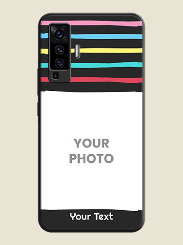 Custom Multicolor Lines with Image on Space Black Personalized Soft Matte Phone Covers - Vivo X50  - alternate view
